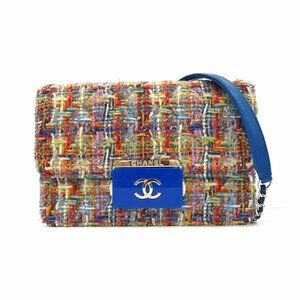 100% AUTHENTIC CHANEL HANDBAG - Tweed Beauty Lock mini flap bag | BLUE / Multi